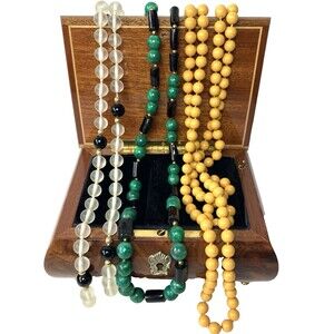 Vintage Beaded Necklace Lot Lucite Plastic Chunky Retro Yellow Green Black